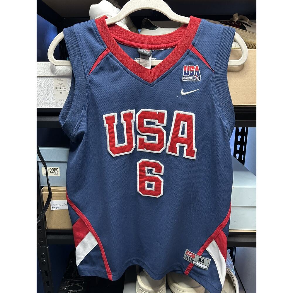 Vintage Nike LEBRON JAMES #6 USA Jersey Size M Youth